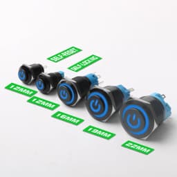 12/16/19/22mm High Head Metal Black With LED Light Waterproof Button Momentary Latching Switches With Power Mark 12V 24V 220V