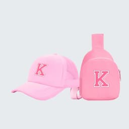 2pcs children's 26-letter printed truck driver hat and chest bag set, lightweight all-in-one visor, suitable for girls' daily