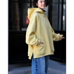 R70710 Artistic Casual Loose Thickened Age-Reducing Yellow Mid-Length Hooded Sweatshirt for Women 25 Autumn