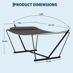 2 Person Portable Hammock with Stand for Outdoor with Pillow, 450LBS Capacity
