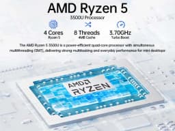 GMKtec G10 Mini PC AMD Ryzen 5 3500U DDR4 RAM 64GB Support Dual M.2 NVMe SSD 16TB Triple Display 8K HDMI DP Type-C WiFi5 BT5.0