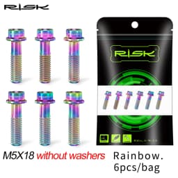 6pcs/bag RISK Bike Stem Bolts Bicycle Handlebar Fixing Screws Titanium Alloy M5x16 M5x18 M5X20 Hex Socket Head