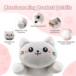 Heating Pad Cute Cat USB Heated Plush Pillow 5 Heat Settings Soft Stuffed Animal Warm Cushion for Belly Neck Back Office Desk