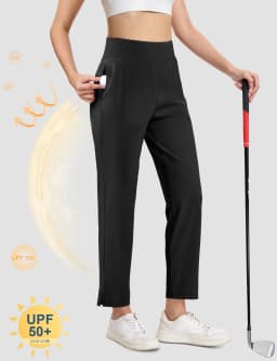 TACVASEN UPF 50+ Golf Pants Women's Stretch Pants High Waisted Work Athletic Casual Dress Pants 5 Pockets for Yoga Business