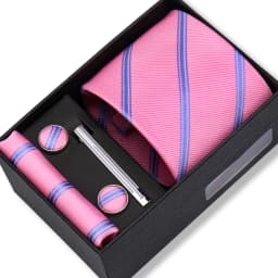 Top Quality Tie Set Gift Box Necktie Pocket Squares Cufflinks Tie-Clip Set With Black Box Men Birthday Gift Gravatas Accessories