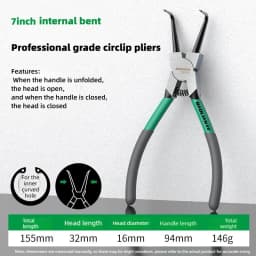 BAOLIAN 7'' Circlip Plier Set Long Nose Straight Bent Pliers Inner & Outer Snap Ring Remover Tool for Retaining Rings