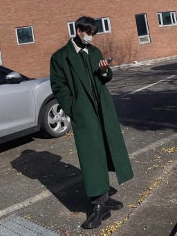Mauroicardi Autumn Winter Long Warm Oversized Soft Dark Green Black Woolen Coat Men Loose Casual Korean Wool Blends Overcoat