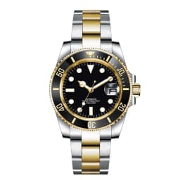 Custom Logo 40MM Luxury NH35 Automatic Watch Two Tone Gold Sapphire Glass Ceramic Bezel Men Diver Watches Male reloj hombre