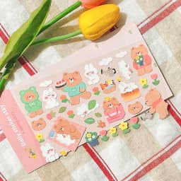 Korean Import Original BONITO Kawaii Rabbit Bear Spring Date Paper Stickers Scrapbooking Diy Journal Stationery Sticker Gift