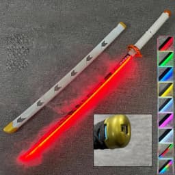 40in Demon Slayer Agatsuma Zenitsu Katana LED Mist Original Sabre Vapor Cosplay Accessories Prop Wood Schwert Vapour Toy Gift