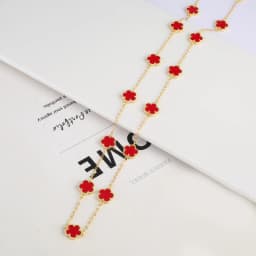 Natural Stone Shell Plant Five Leaf Flower Creative 20 Leaf Pendant Necklace Sweater Chain Women's Advanced Gift Clover