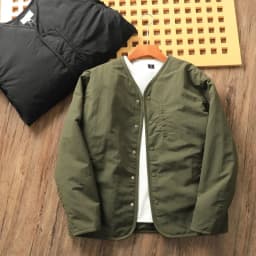 Afashion Men's Winter Thickened Cotton Jacket Lightweight Warm Retro Loose Casual V-Neck Cotton Coat Polyester Fiber Fill Regu