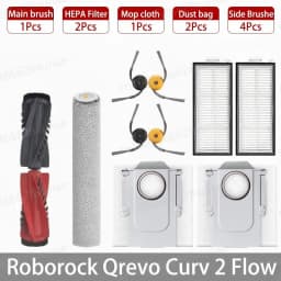 Roborock Qrevo Curv 2 Flow/Qrevo Curv 2 Flow Robot Vacuum Accessorie Main Side Brushe Mop Cloth HEPA Filter Dust Bag Spare Parts