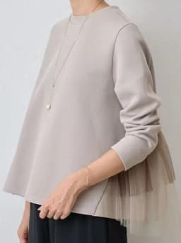 Korean Style Long Sleeve round Neck Sweater Doll Shirt Short Women's Clothing Mesh Splice Anti-Aging Cute Style Female Top