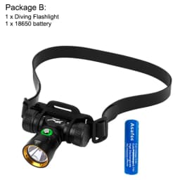 Asafee 60M Diving Headlamp Underwater L2 LED 1000LM IPX8 Waterproof 56° Angle Light Wearable On Hand Headlight Underwater Search
