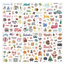 210 Cartoon-themed Planner Stickers English Schedule Management Labels Daily Journal Decorations Holiday-themed Index Tabs