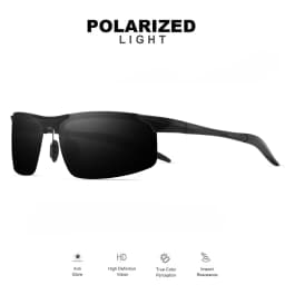 Classic Retro Semi-Rimless Square Polarized Sunglasses - Lightweight PC Frame & Spring Hinges, UV400 Unisex for Driving, Fishing