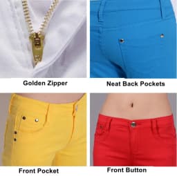 Women Slim Fit Stretch Jeans - 9/10 Length Ankle-Length Colorful Comfort Stretch Fabric  Pants Elastic Waist Casual Office Comfy