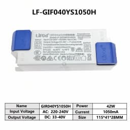 LiFud LED Driver 8W-60W High PF Transformer LF-GIRxxxYM YS Series 350mA 800mA 900mA 1000mA 1300mA 1400mA 1500mA