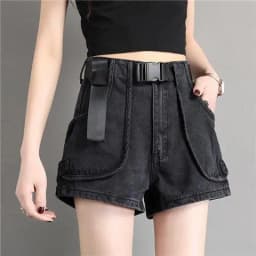 Punk Womens Denim Shorts Cargo Black Biker Short Pants For Women To Wear With Waist Pocket Outdoor Offer High Quality Hot Jeans