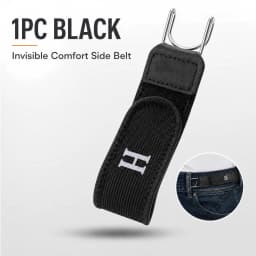 iLMH Adjustable No-Buckle Elastic Belt for Men & Women Invisible Metal Hook Side Belt Comfort Stretch Waistband for 1.5" Loops