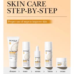 BIOAOUA 5pcs Rice Raw Whitening Travel Set For Cleansing and Moisturizing Whiten