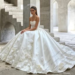 Strapless Draped Neck Corset Bridal Gown Customized Ball Gown Wedding Dress Puffy 3D Floral Bride Dresses Wedding Ceremony