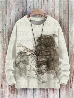 Cute Black Cat Flower Birds Art Pattern Print Casual Knit Pullover Sweater Classic Sweater Men's For Women's Pullover