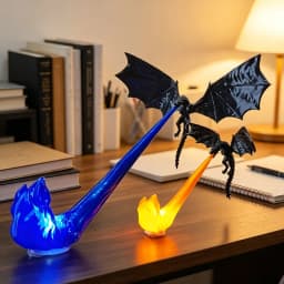 Dragon Flame Decor 3D Dragon Flame Bookshelf Nook Light Flying Fire Dragon Statue Unique Halloween Gift for Dragon Lovers