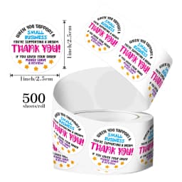 500 PCS Please Leave a Review Cute Small Business Stickers,Thank You Sticker for Bakeries Packaging Envelope Seals