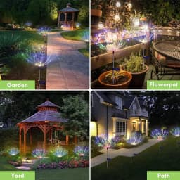 LED Solar Powered Firework Lights Garland Outdoor Waterproof Garland Christmas Ornaments Garden Party Xmas New Year's Decor