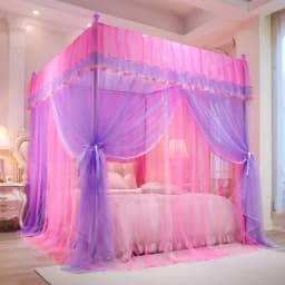 2025 New Palace Double-Layer Contrasting Mosquito Net Girl Style Encrypted Triple Door Soft Mesh Floor Bed Canopy with Folds