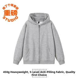 Pure Cotton Fleece Lined Hoodie Jacket Deep Blue Zipper Closure Sweatshirt Outerwear for Men And Women Autumn Winter Casual Wear