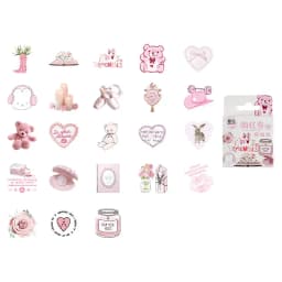46pcs Bunny, Bear, Perfume Pink Graffiti Stickers Decorated Notebook Water Cup Diary Guitar Student Stationery PVC Decals