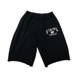 Y2K Pilot Sweatshorts Black Crest Graphic Woven Label 3/4 Length Shorts American Vintage Casual Terry Unisex Baggy Longshorts