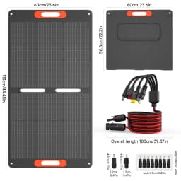 RVPOZWER 100W Rigid Monocrystalline Solar Panel Integrated Design IP68 Waterproof 25.5% High Efficiency Portable Solar Charging Panel for Power Station RV Outdoor Camping Home Off Grid Power