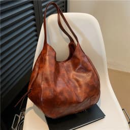 Vintage Women's Bag PU Leather Large Capacity Marble Grain Shoulder Bag Daily Commuter Handbag Shopping Totes