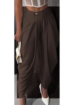 New Women's Pants High Waist Loose Drape Irregular Small Feet Casual Pants Trousers Solid Color