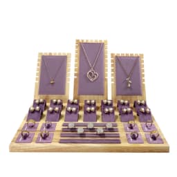 Solid Wood Jewelry Display Stand Necklace Pendant Bracelet Chain Ring Earrings Stud Organizer Jewelry Display Props Entire Set