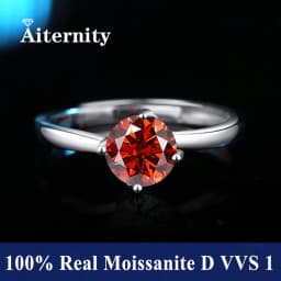 Classic 6 Prong Diamond Ring D Color 1ct Moissanite VVS Round Cut Lab Diamond Ring for Women Engagement Wedding Band Jewelry