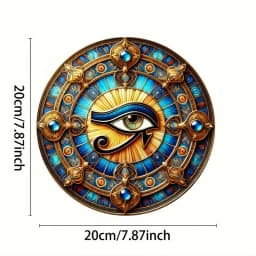 Eye of Horus Round Iron Artwork 7.8 Inch Decorative Wall Hanging for Home Cafe Bar, Religious Collection, Ideal Gift for Friends
