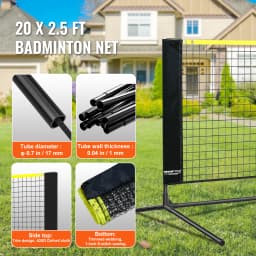 SucceBuy 20FT Badminton Net Height Adjustable Volleyball Net Wide Foldable Pickleball Net Portable Tennis Net Set w/Poles Stand