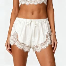 Solid Lace Trim Shorts Womens Summer Y2k Coquette Clothing French Knickers Slip Satin Bottoms Casual Loungewear Pj Shorts