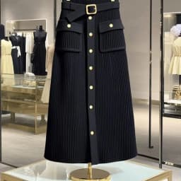 Elegant Office Lady High Waist Wrapped Knitted Skirts Autumn New Fashion Single Breasted Slim Temperam Wool Midi Skirt