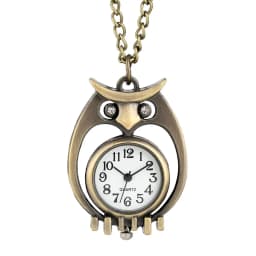 Tiny Cute Owl Shaped Pendant Necklace Pocket Watch for Kid Men Women Retro Quartz Pocket Clock Gifts Arabic Numerals Dial