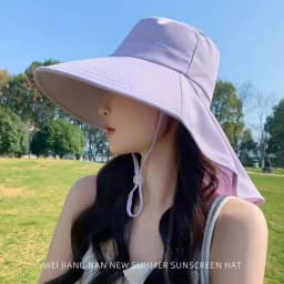 New Summer Ponytail Hat with Large Brim Sun Visor Women's Neck Protection Fisherman's Hat Outdoor Hat
