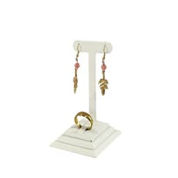 White PU Leather Jewelry Display Stand for Rings Earrings Necklaces - Store Window Counter Showcasing Rack for Jewelry Props