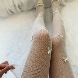 Spring Summer Stockings Ballet Style Handmade Multiple Butterfly Knot Net Stockings Pure Color Silk Pantyhose Base Layer Tights