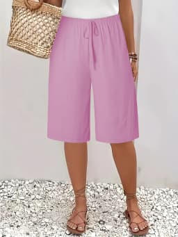 Women's Casual Fashion Solid Color Five-Quarter Pants Mid-Rise European And American Style Clothing for Women
