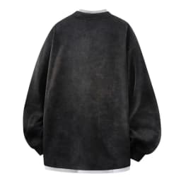 2026 Autumn New Round Neck Fake Two-piece Hoodie Korean Fashion Harajuku Tie Dye Casual Loose Long Sleeved T-shirt Sweatshirt